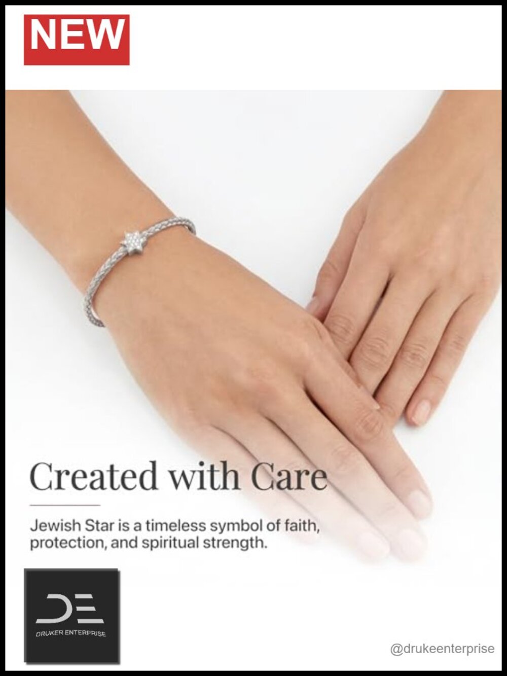 Sterling Silver Star of David CZ Bangle Bracelet Jewish Faith Gift - Picture 4 of 6